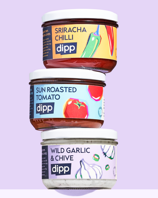 Dipp Classic Flavours Variety Pack of Dips. Vegan & Gluten-Free. Perfect for Crisps. 205g x 3
