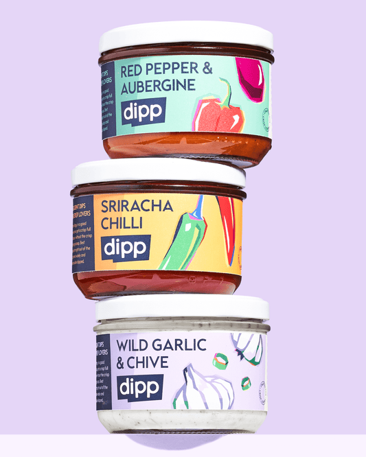 Dipp Cool & Spicy Variety Pack of Dips. Vegan & Gluten-Free. Perfect for Crisps. 205g x 3 - dipp